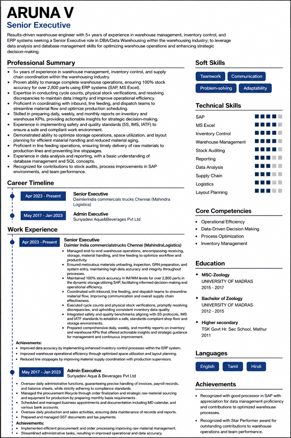 Example of a professionally formatted ATS resume